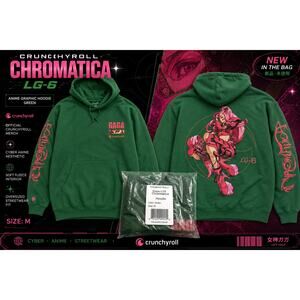 NIB Crunchyroll Lady Gaga Chromatica LG-6 Anime Graphic Hoodie Green Medium